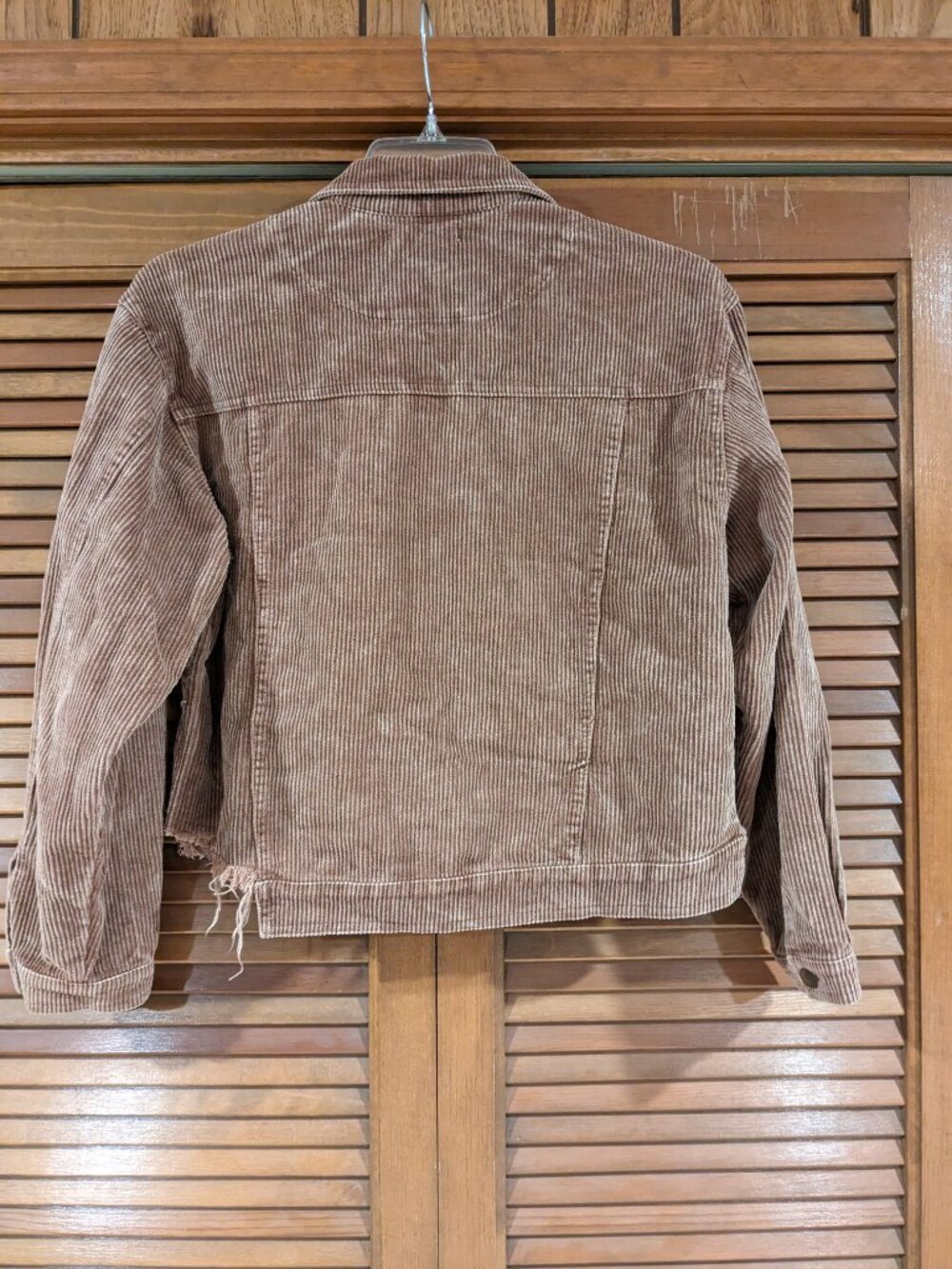 12th Tribe Small Brown Corduroy Cropped Trucker Jacket Raw Hem Festival Cowgirl - Picture 9 of 11